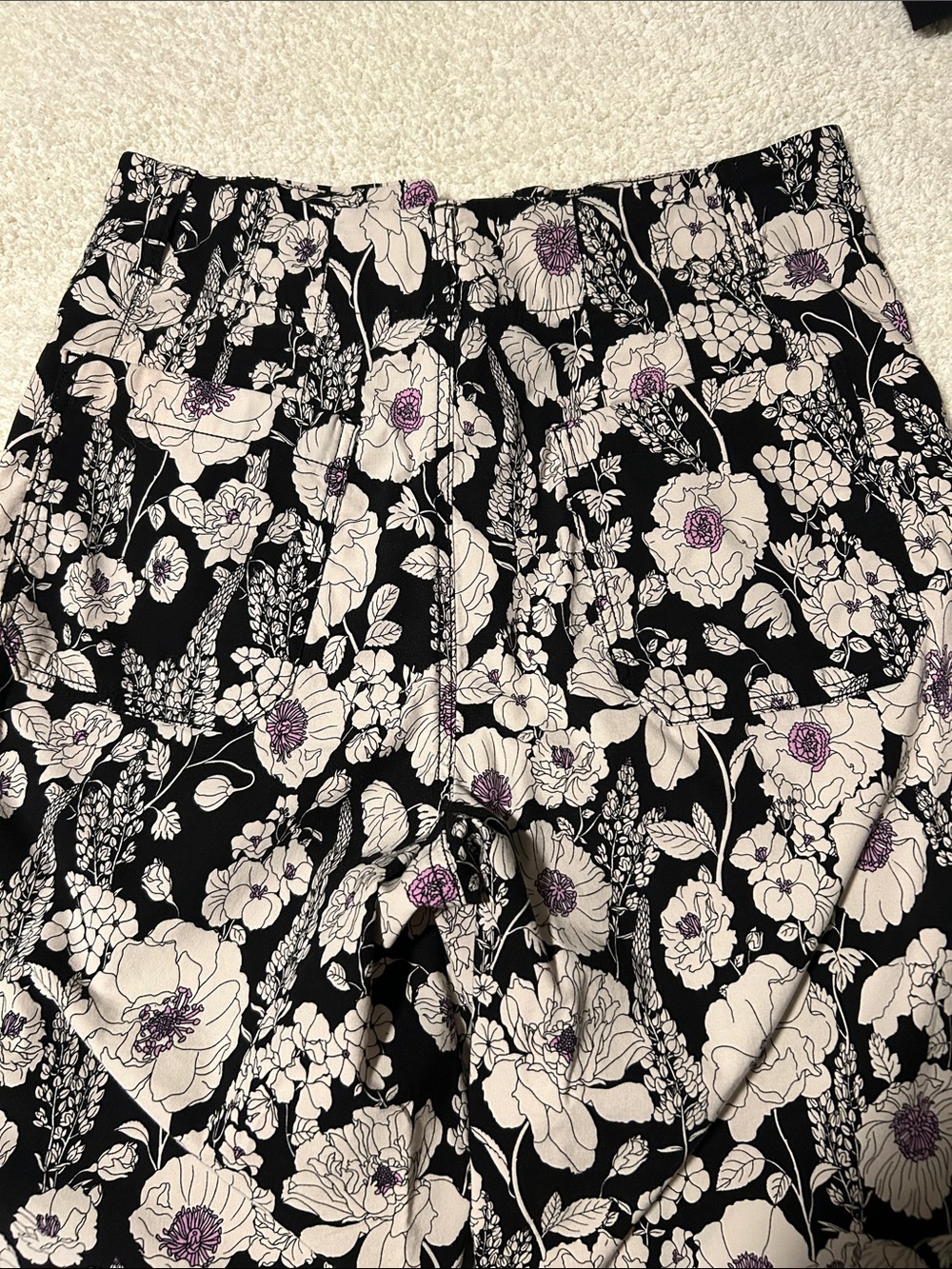 Maeve Collette Floral Wide-Leg Women’s Pants - Black/White with lavender Accents - Picture 5 of 5